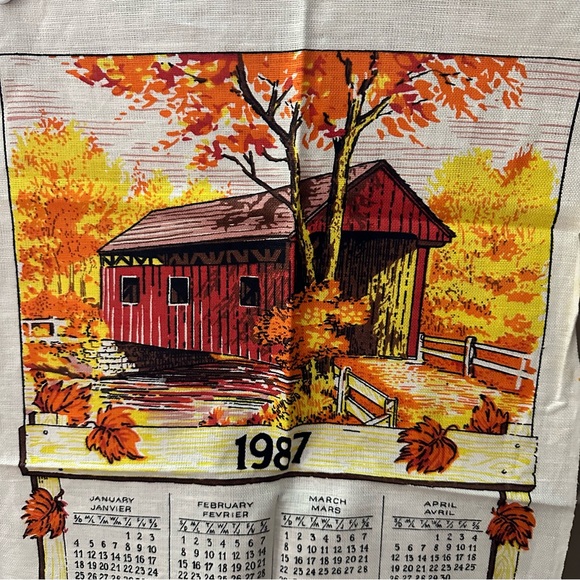 Vintage 1987 cloth wall calendar - Picture 3 of 5
